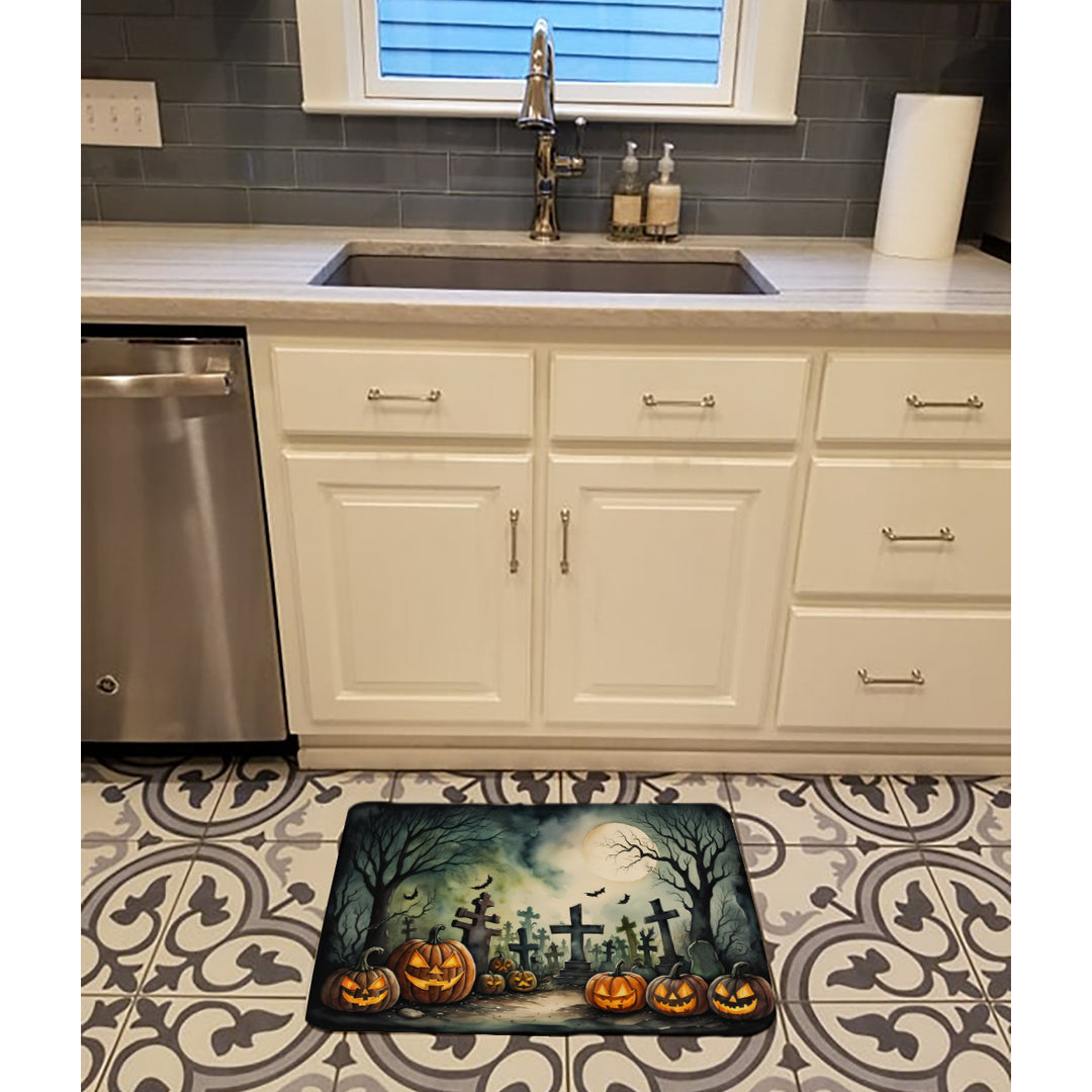 Graveyard Spooky Halloween Memory Foam Kitchen Mat Image 2