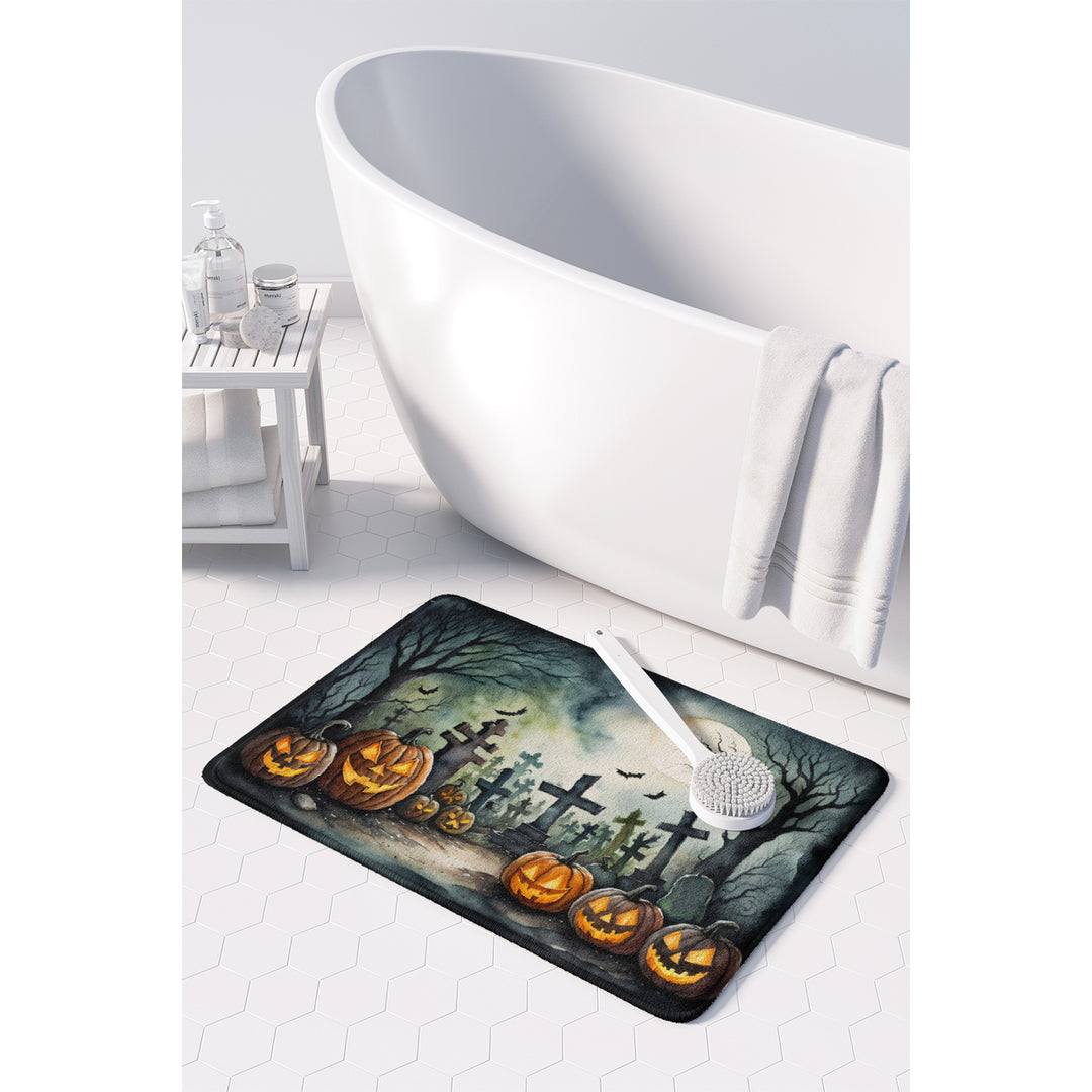 Graveyard Spooky Halloween Memory Foam Kitchen Mat Image 3