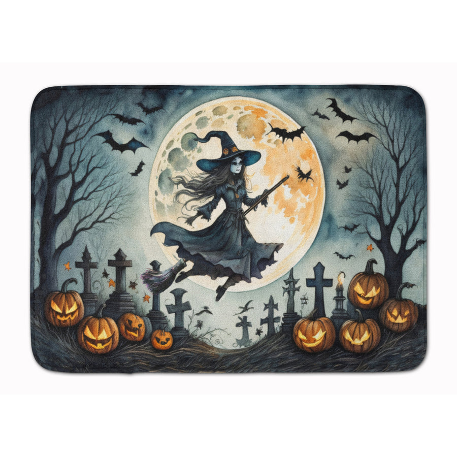 Flying Witch Spooky Halloween Memory Foam Kitchen Mat Image 1