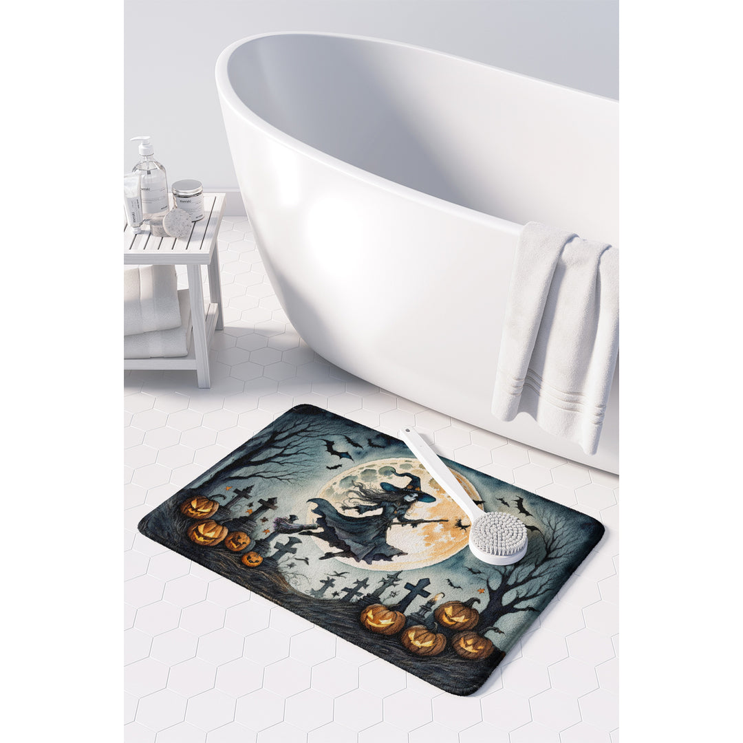 Flying Witch Spooky Halloween Memory Foam Kitchen Mat Image 3