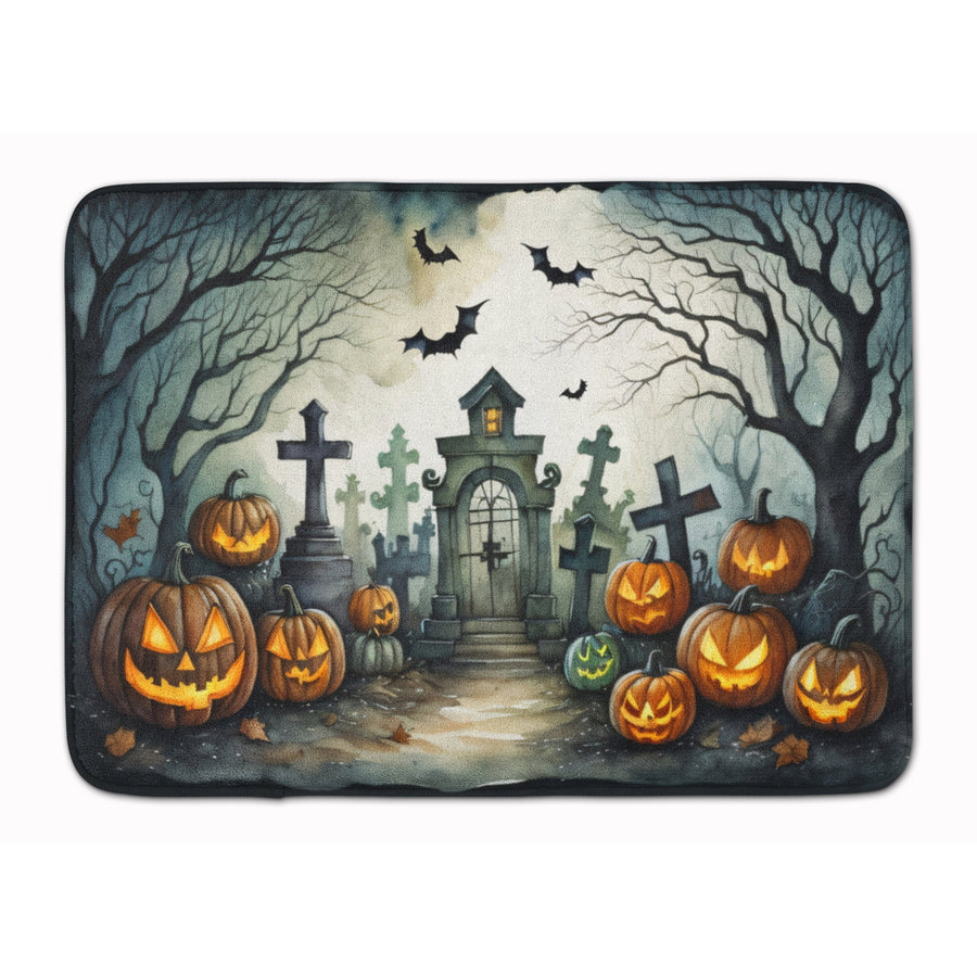 Graveyard Spooky Halloween Memory Foam Kitchen Mat Image 1