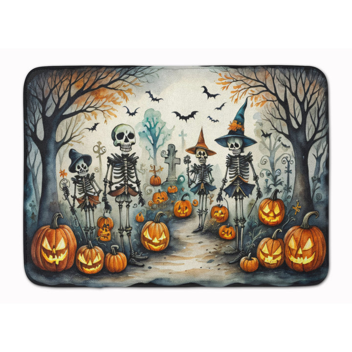 Calacas Skeletons Spooky Halloween Memory Foam Kitchen Mat Image 1