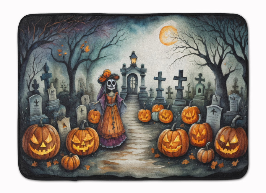 La Catrina Skeleton Spooky Halloween Memory Foam Kitchen Mat Image 1