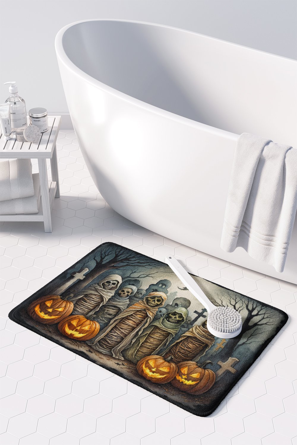 Mummies Spooky Halloween Memory Foam Kitchen Mat Image 3