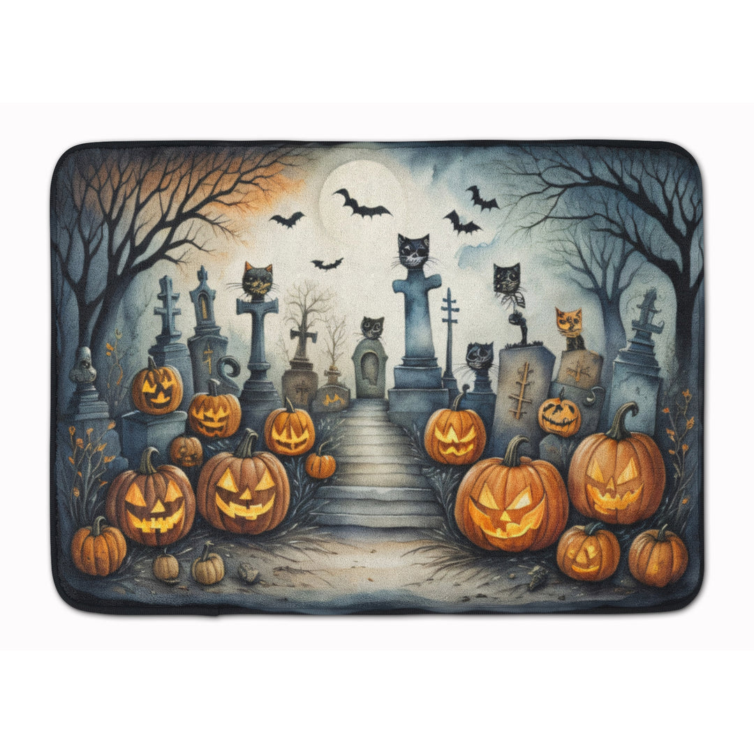 Cat Cemetery Spooky Halloween Memory Foam Kitchen Mat Image 1