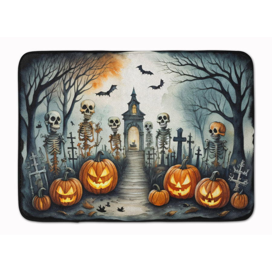Skeleton Spooky Halloween Memory Foam Kitchen Mat Image 1