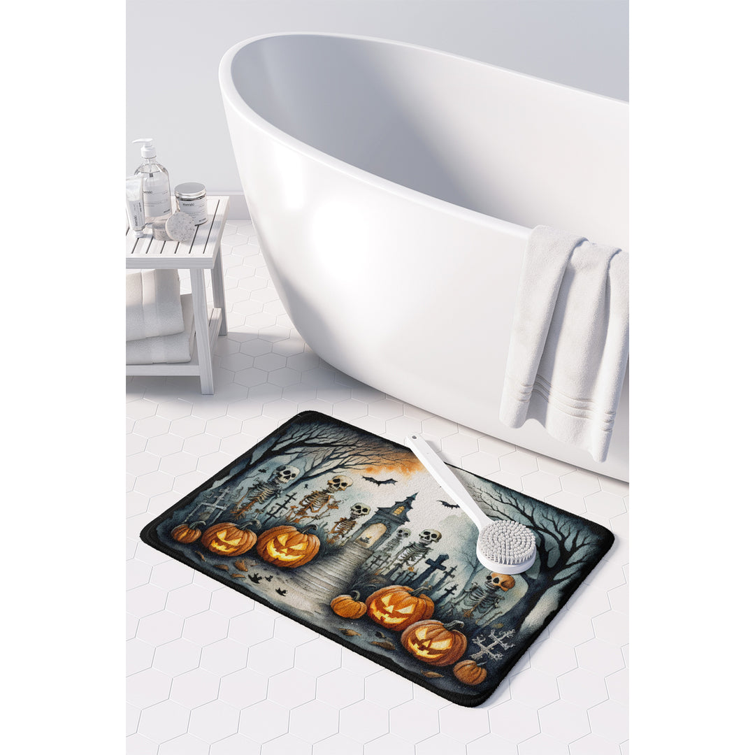 Skeleton Spooky Halloween Memory Foam Kitchen Mat Image 3