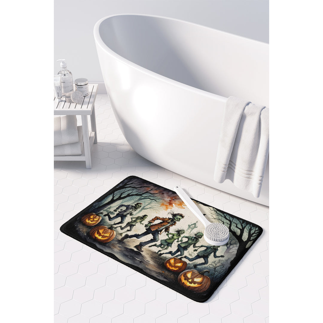 Zombies Spooky Halloween Memory Foam Kitchen Mat Image 3