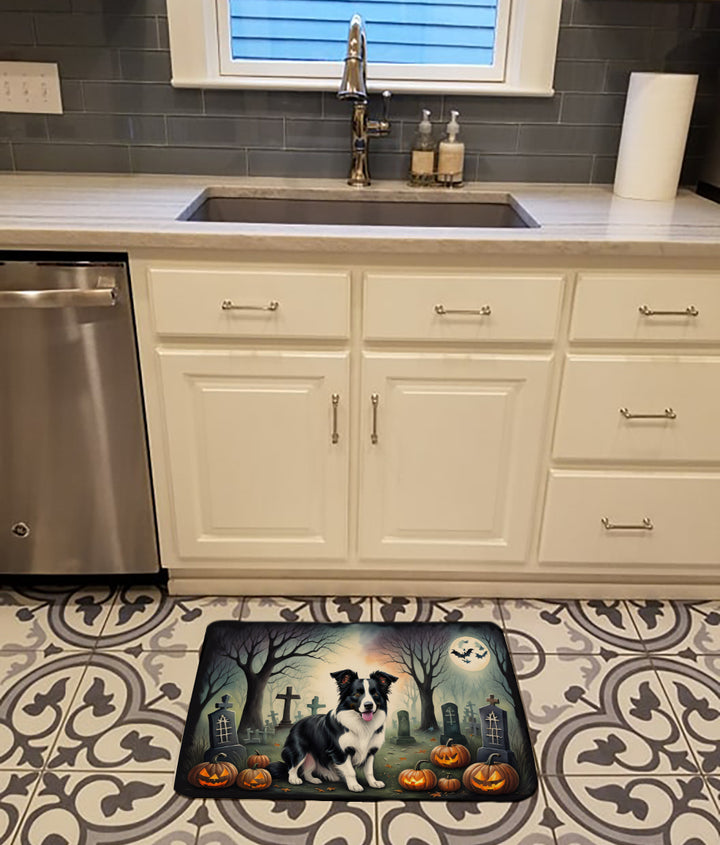 Border Collie Spooky Halloween Memory Foam Kitchen Mat Image 2