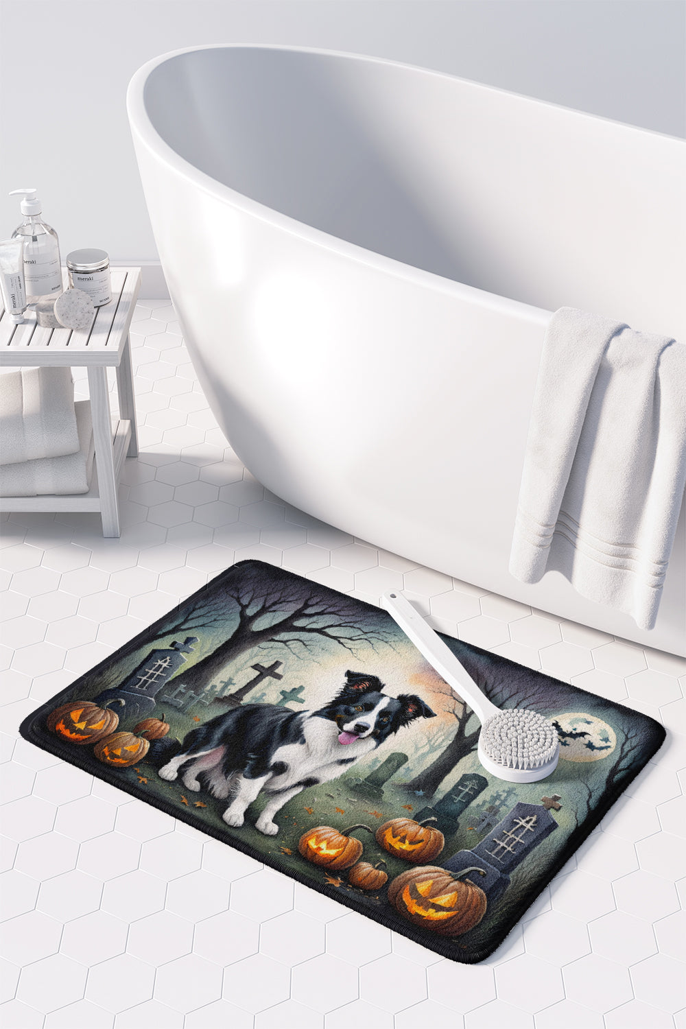 Border Collie Spooky Halloween Memory Foam Kitchen Mat Image 3