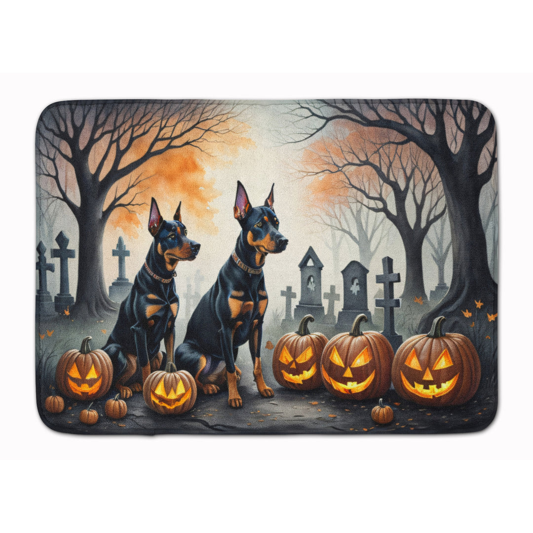 Doberman Pinscher Spooky Halloween Memory Foam Kitchen Mat Image 1