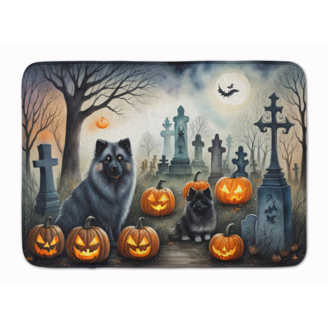 Keeshond Spooky Halloween Memory Foam Kitchen Mat Image 1