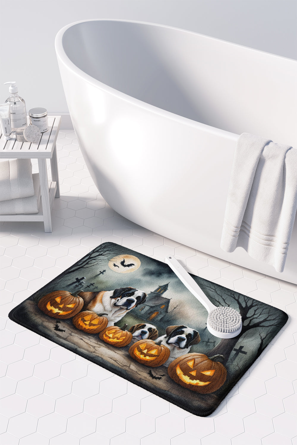 Saint Bernard Spooky Halloween Memory Foam Kitchen Mat Image 3