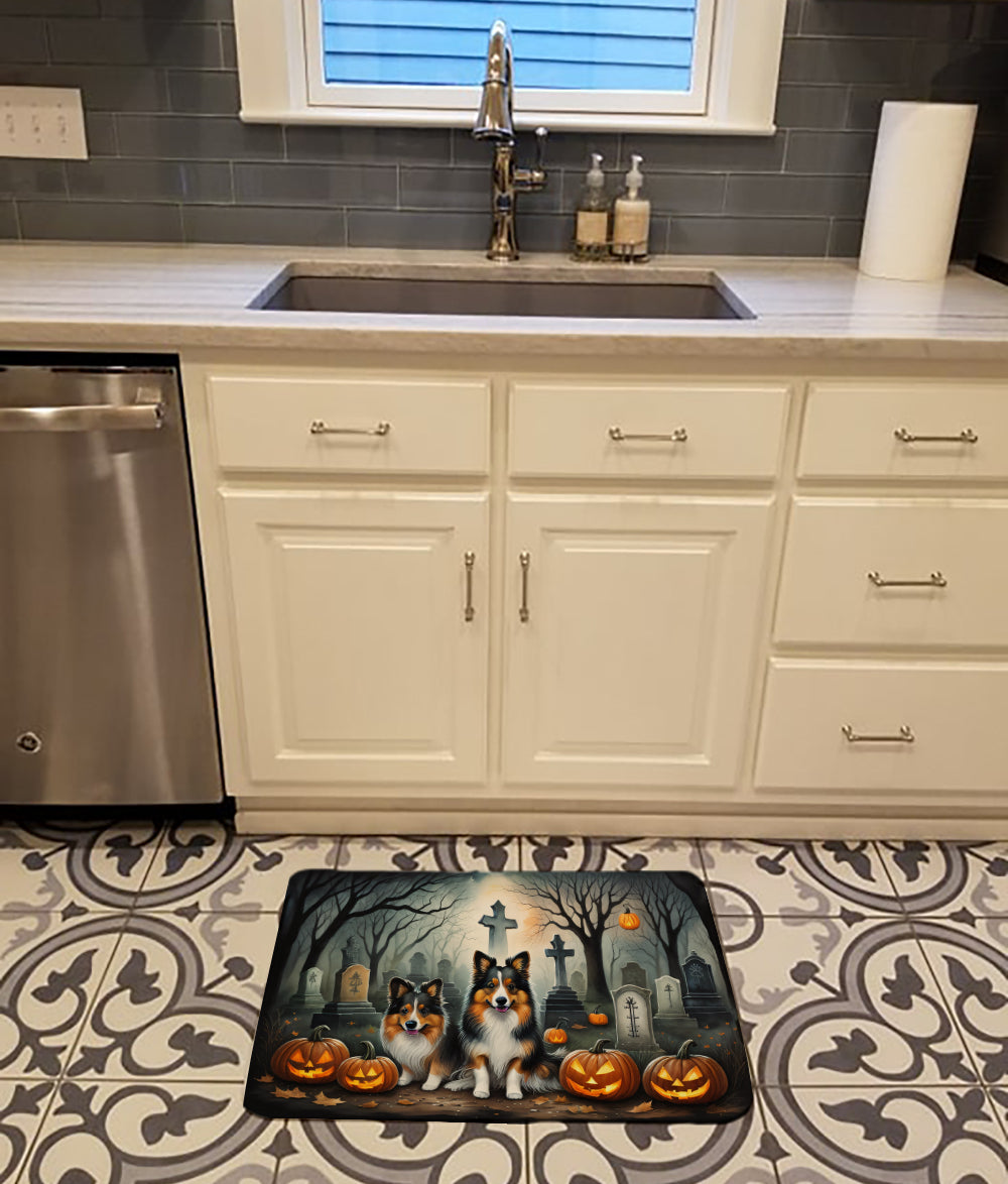 Sheltie Spooky Halloween Memory Foam Kitchen Mat Image 2