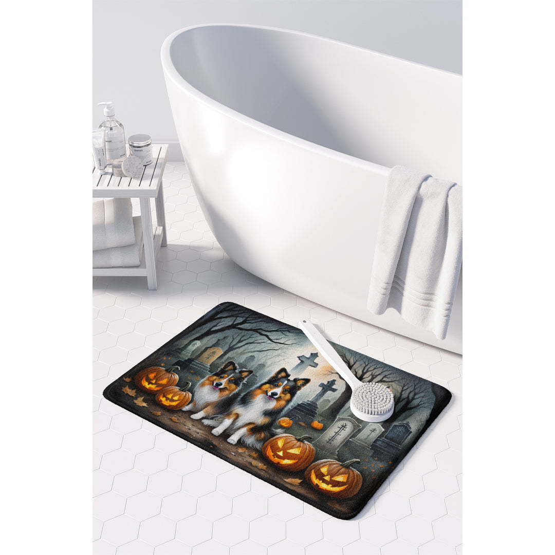 Sheltie Spooky Halloween Memory Foam Kitchen Mat Image 3