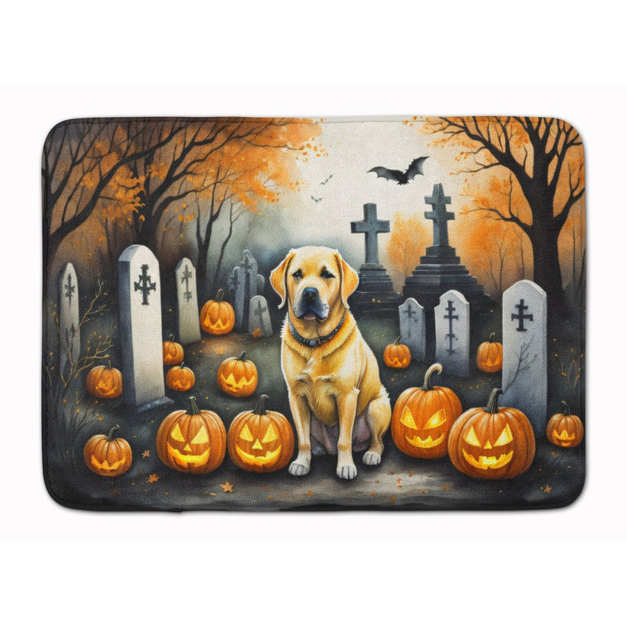 Yellow Labrador Retriever Spooky Halloween Memory Foam Kitchen Mat Image 1