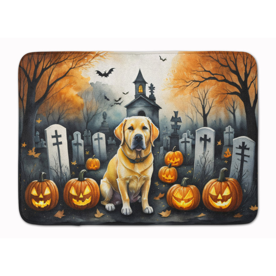 Yellow Labrador Retriever Spooky Halloween Memory Foam Kitchen Mat Image 1