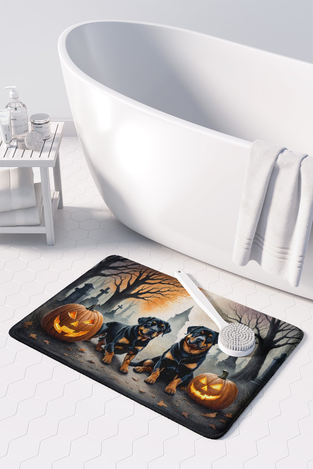 Rottweiler Spooky Halloween Memory Foam Kitchen Mat Image 3