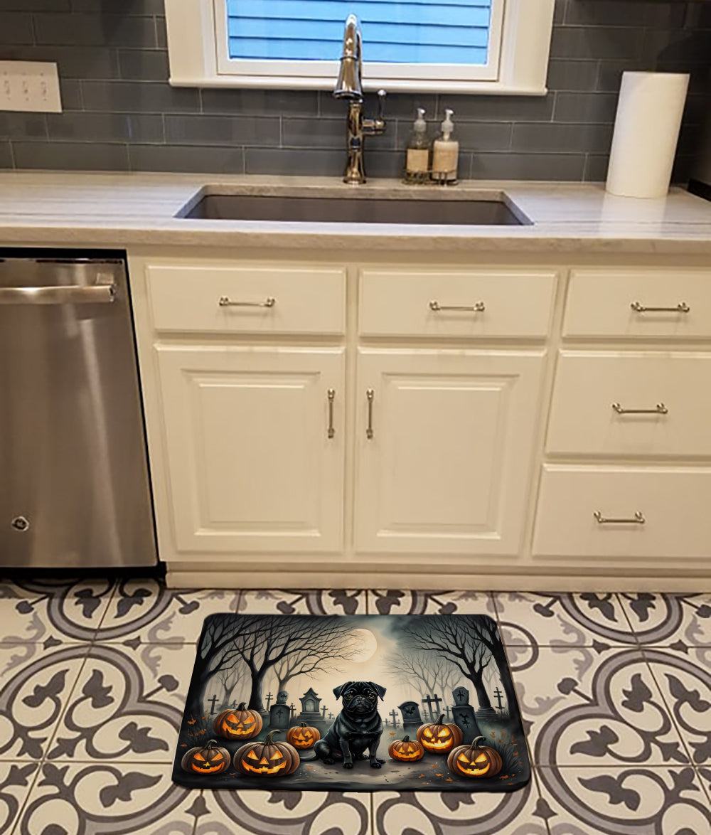 Black Pug Spooky Halloween Memory Foam Kitchen Mat Image 2