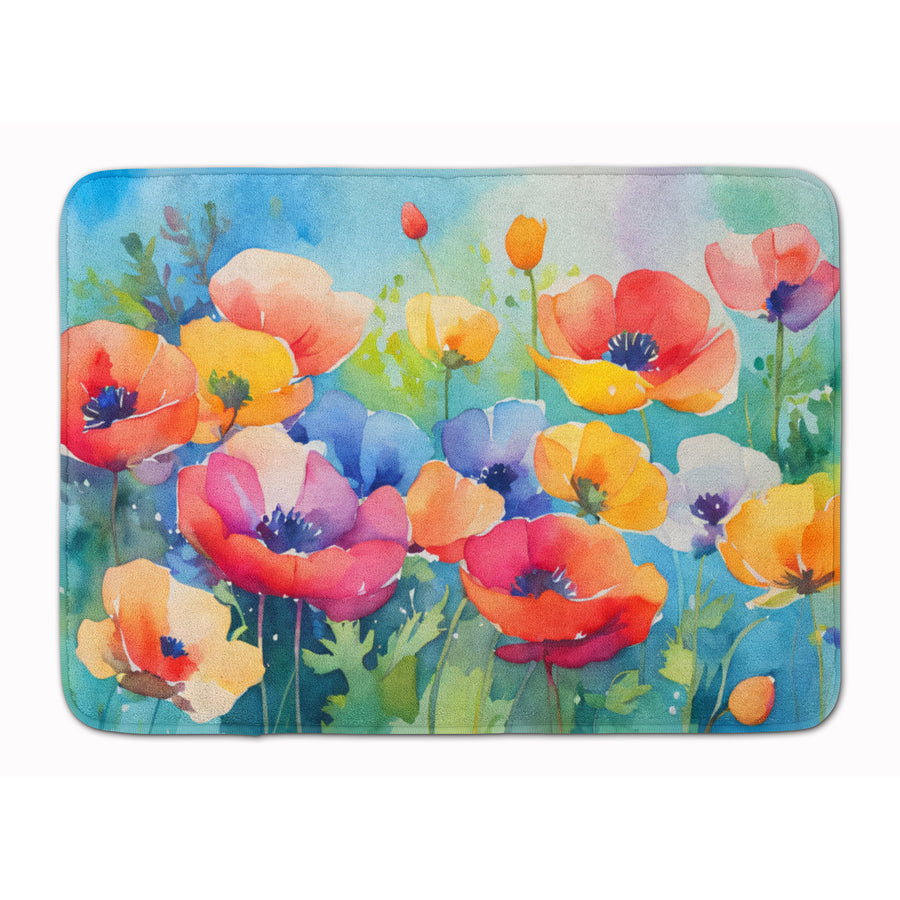 Anemones in Watercolor Memory Foam Kitchen Mat Image 1