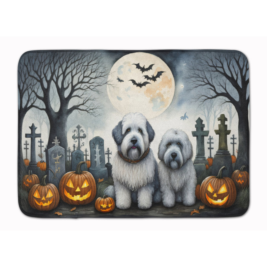 Old English Sheepdog Spooky Halloween Memory Foam Kitchen Mat Image 1