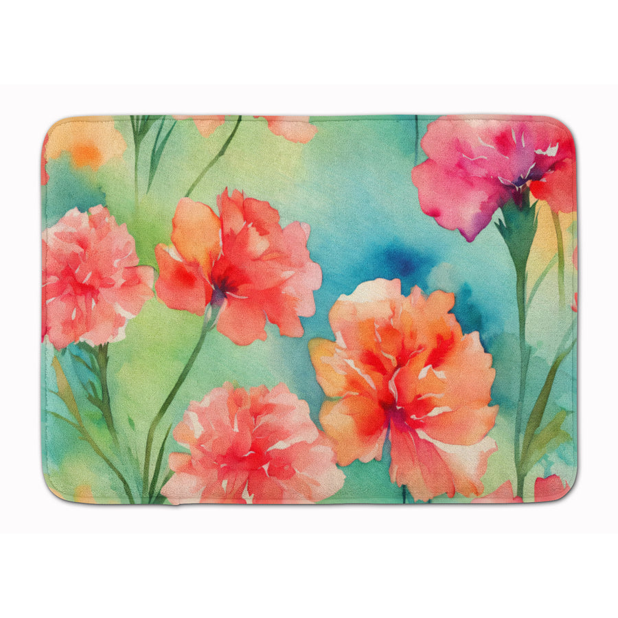 Carnations in Watercolor Memory Foam Kitchen Mat Image 1