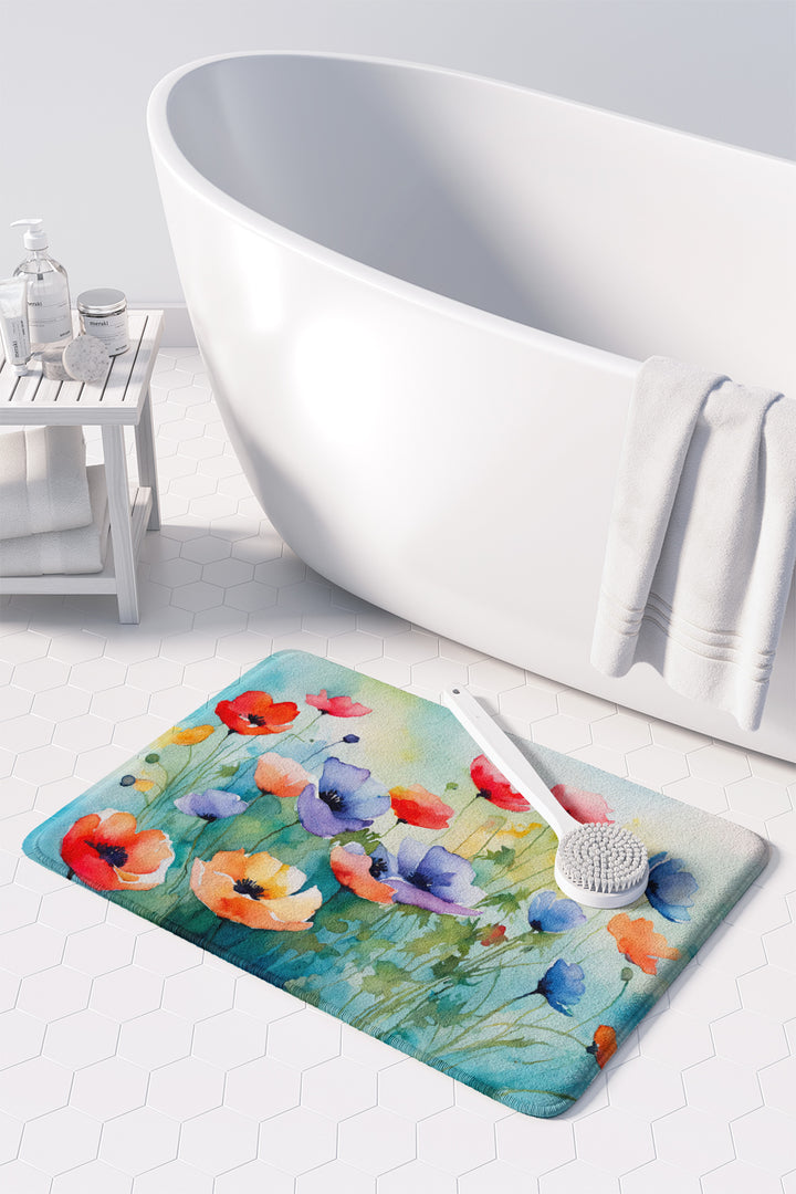 Anemones in Watercolor Memory Foam Kitchen Mat Image 3