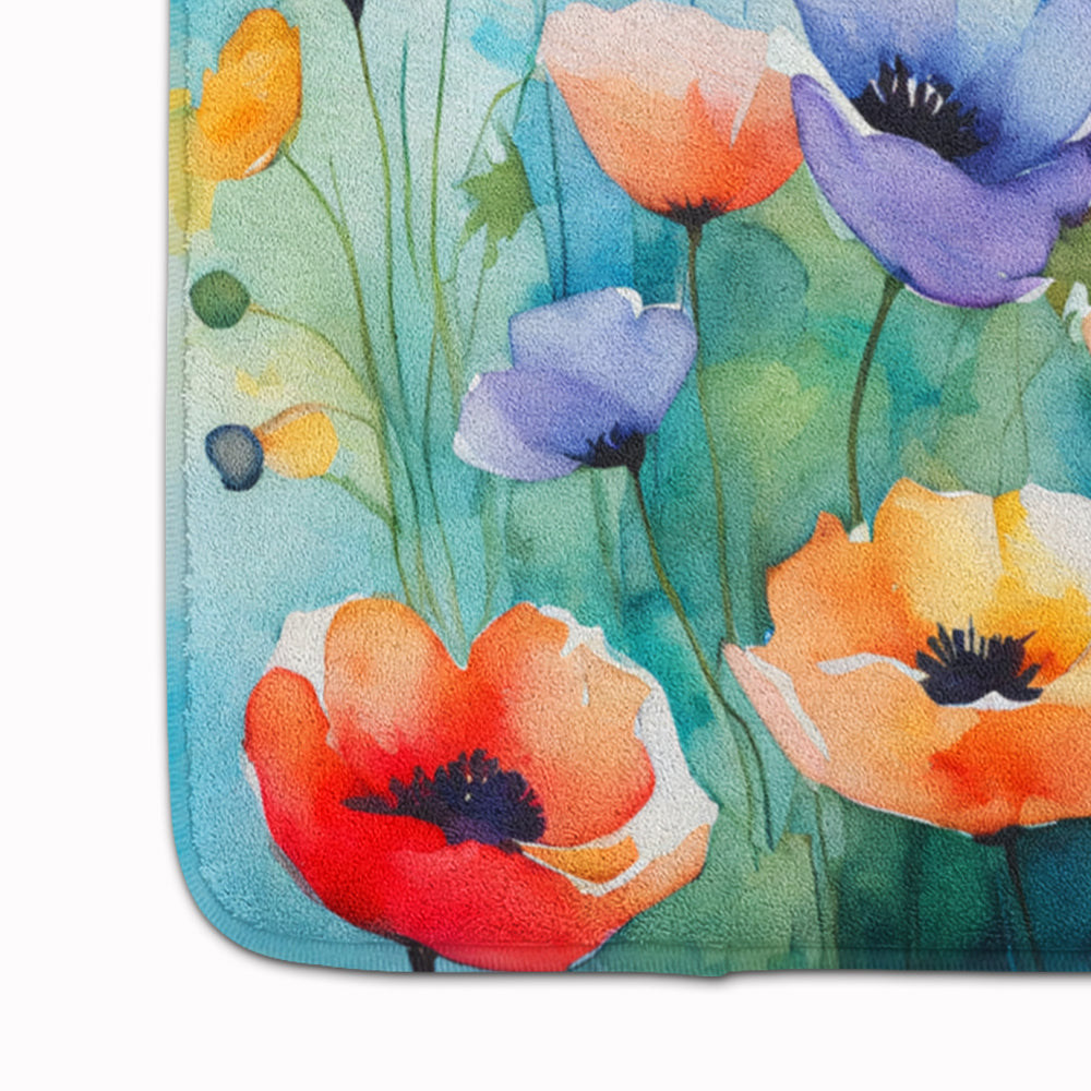 Anemones in Watercolor Memory Foam Kitchen Mat Image 4