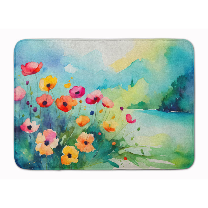 Anemones in Watercolor Memory Foam Kitchen Mat Image 1