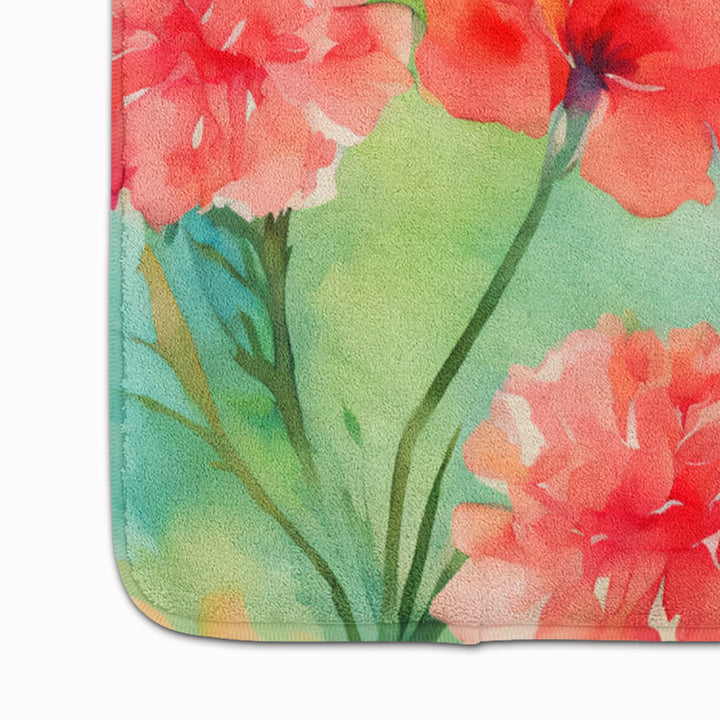 Carnations in Watercolor Memory Foam Kitchen Mat Image 4