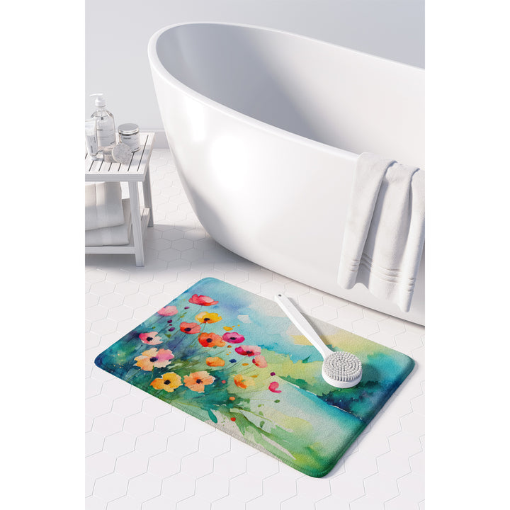 Anemones in Watercolor Memory Foam Kitchen Mat Image 3