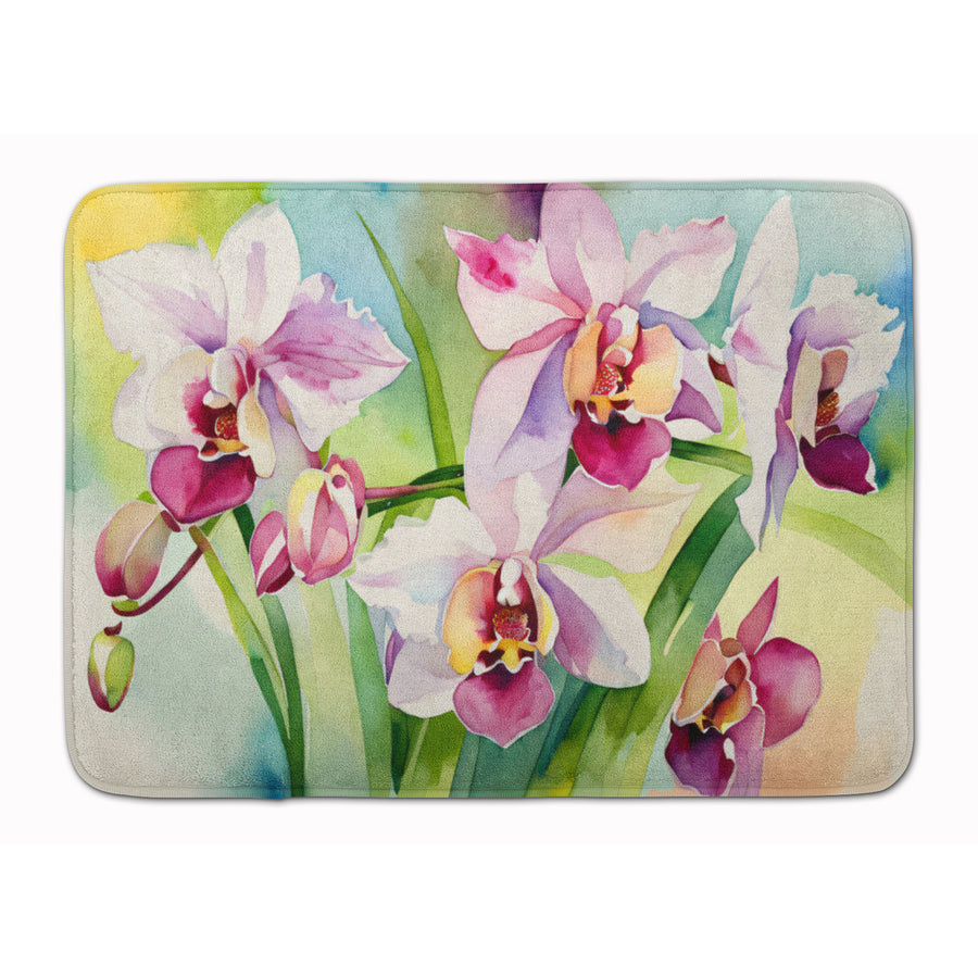 Orchids in Watercolor Memory Foam Kitchen Mat Image 1