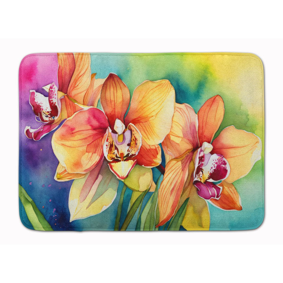 Orchids in Watercolor Memory Foam Kitchen Mat Image 1