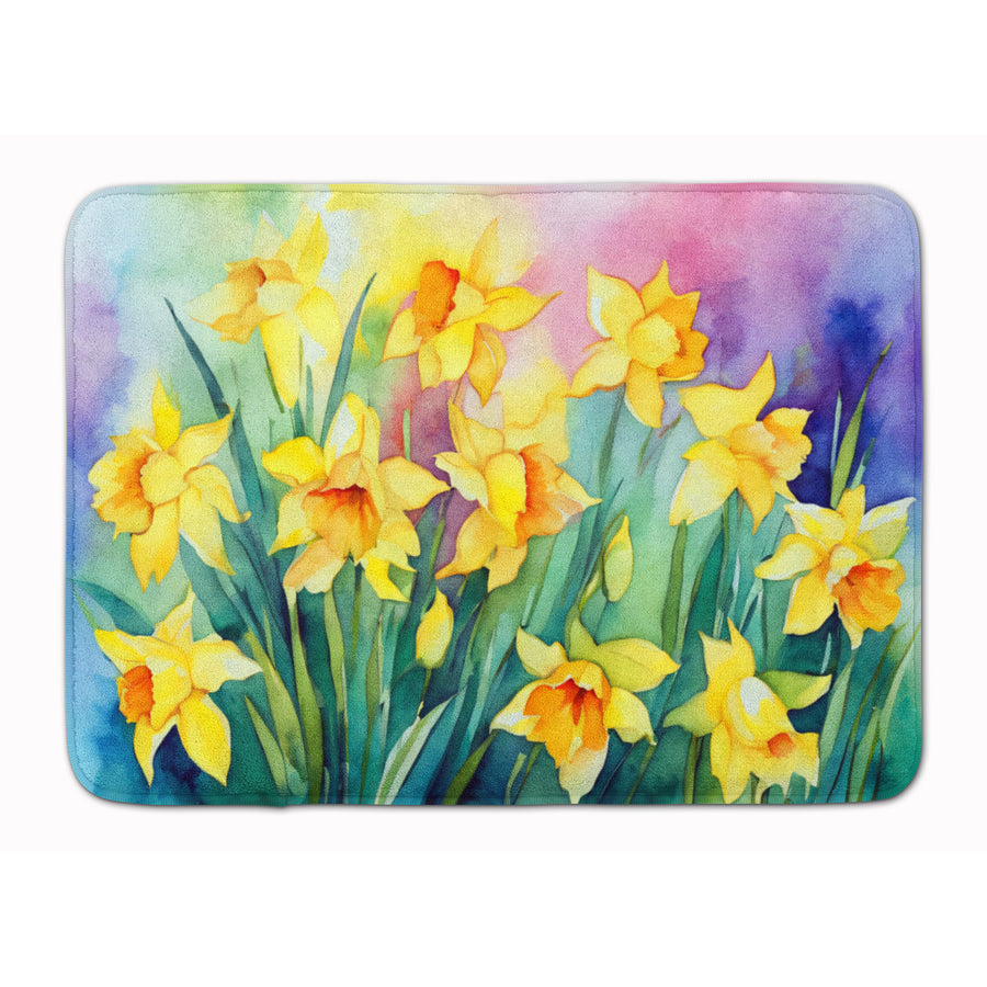 Daffodils in Watercolor Memory Foam Kitchen Mat Image 1