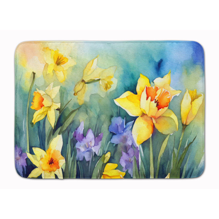 Daffodils in Watercolor Memory Foam Kitchen Mat Image 1