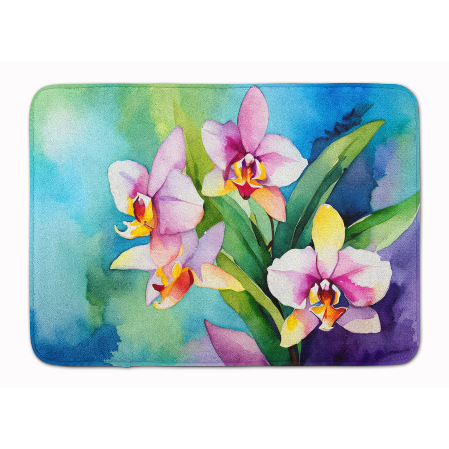 Orchids in Watercolor Memory Foam Kitchen Mat Image 1