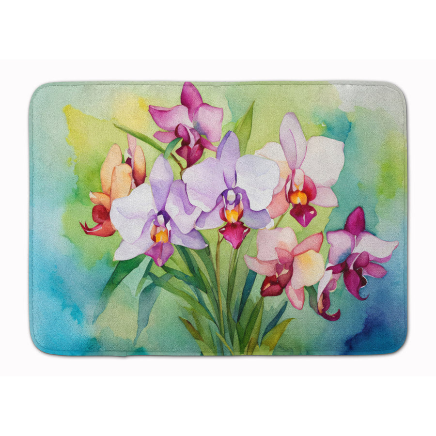 Orchids in Watercolor Memory Foam Kitchen Mat Image 1