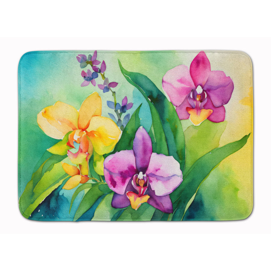 Orchids in Watercolor Memory Foam Kitchen Mat Image 1
