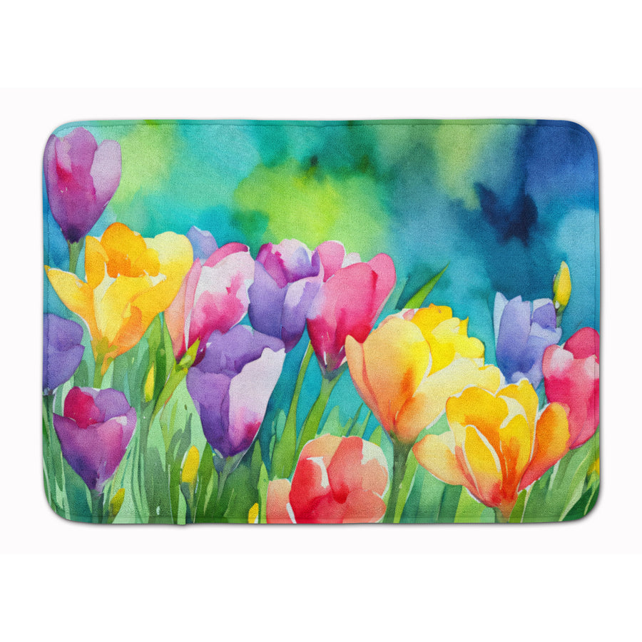 Freesias in Watercolor Memory Foam Kitchen Mat Image 1