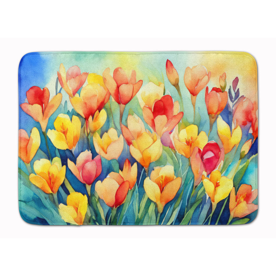 Freesias in Watercolor Memory Foam Kitchen Mat Image 1