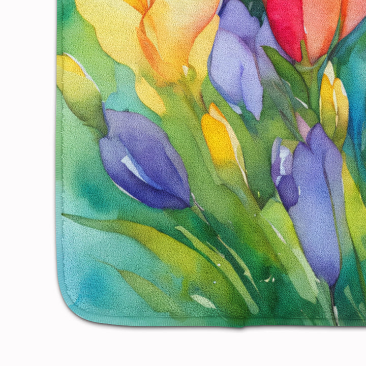 Freesias in Watercolor Memory Foam Kitchen Mat Image 4