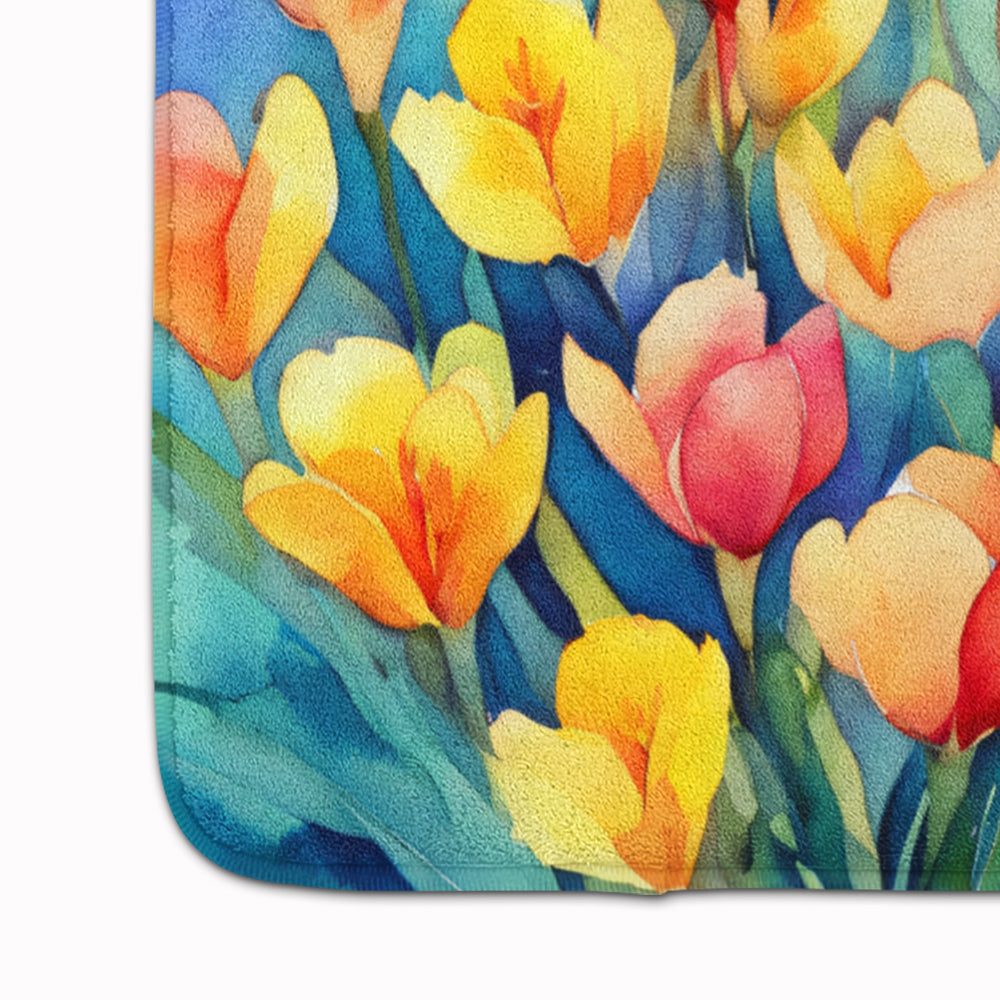 Freesias in Watercolor Memory Foam Kitchen Mat Image 4