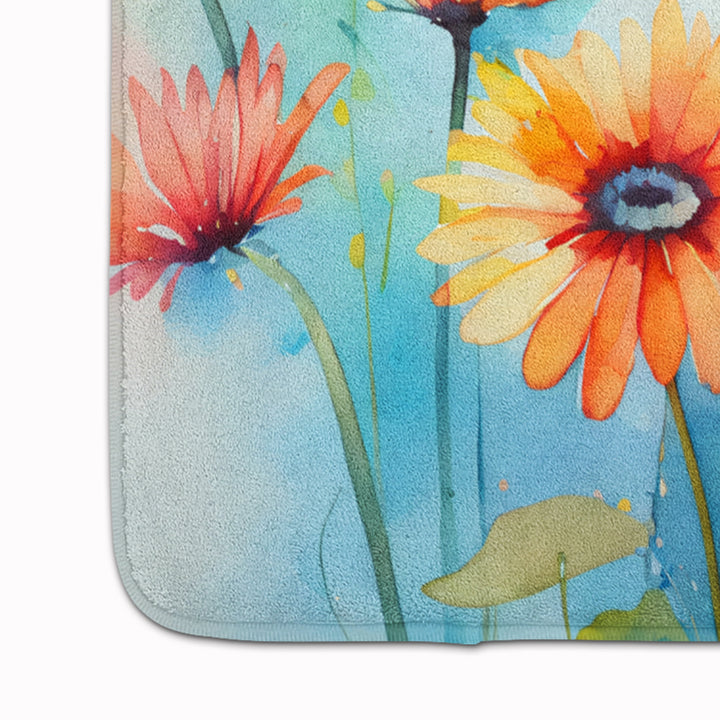 Gerbera Daisies in Watercolor Memory Foam Kitchen Mat Image 4