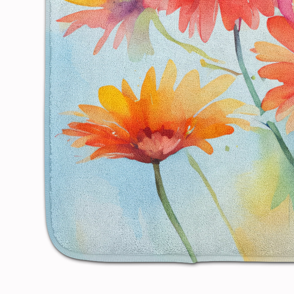 Gerbera Daisies in Watercolor Memory Foam Kitchen Mat Image 4