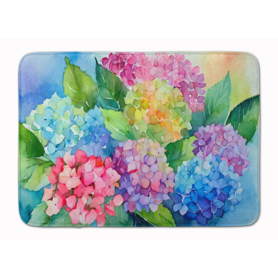 Hydrangeas in Watercolor Memory Foam Kitchen Mat Image 1