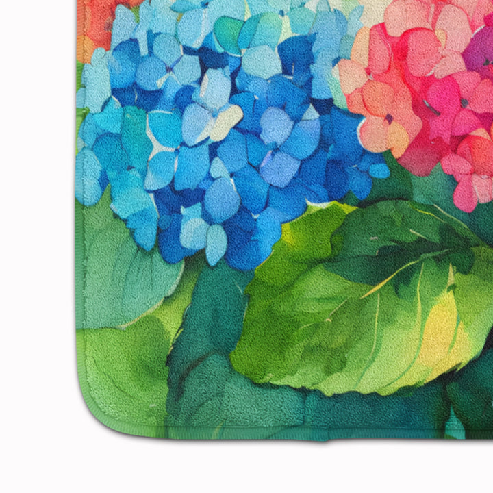 Hydrangeas in Watercolor Memory Foam Kitchen Mat Image 4