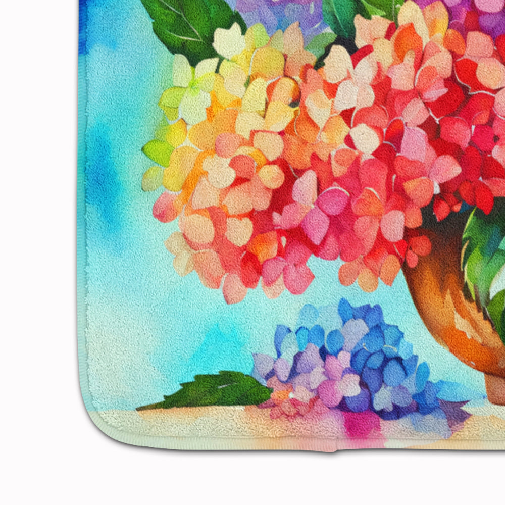 Hydrangeas in Watercolor Memory Foam Kitchen Mat Image 4