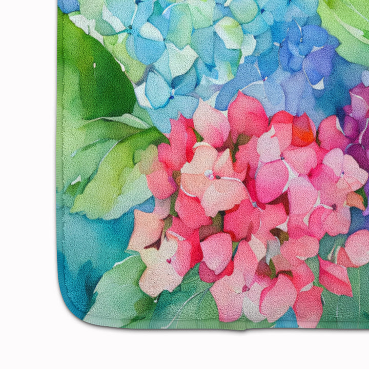 Hydrangeas in Watercolor Memory Foam Kitchen Mat Image 4