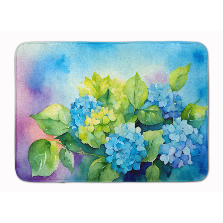 Hydrangeas in Watercolor Memory Foam Kitchen Mat Image 1