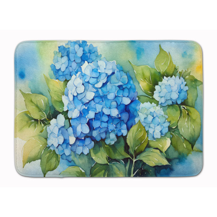 Hydrangeas in Watercolor Memory Foam Kitchen Mat Image 1